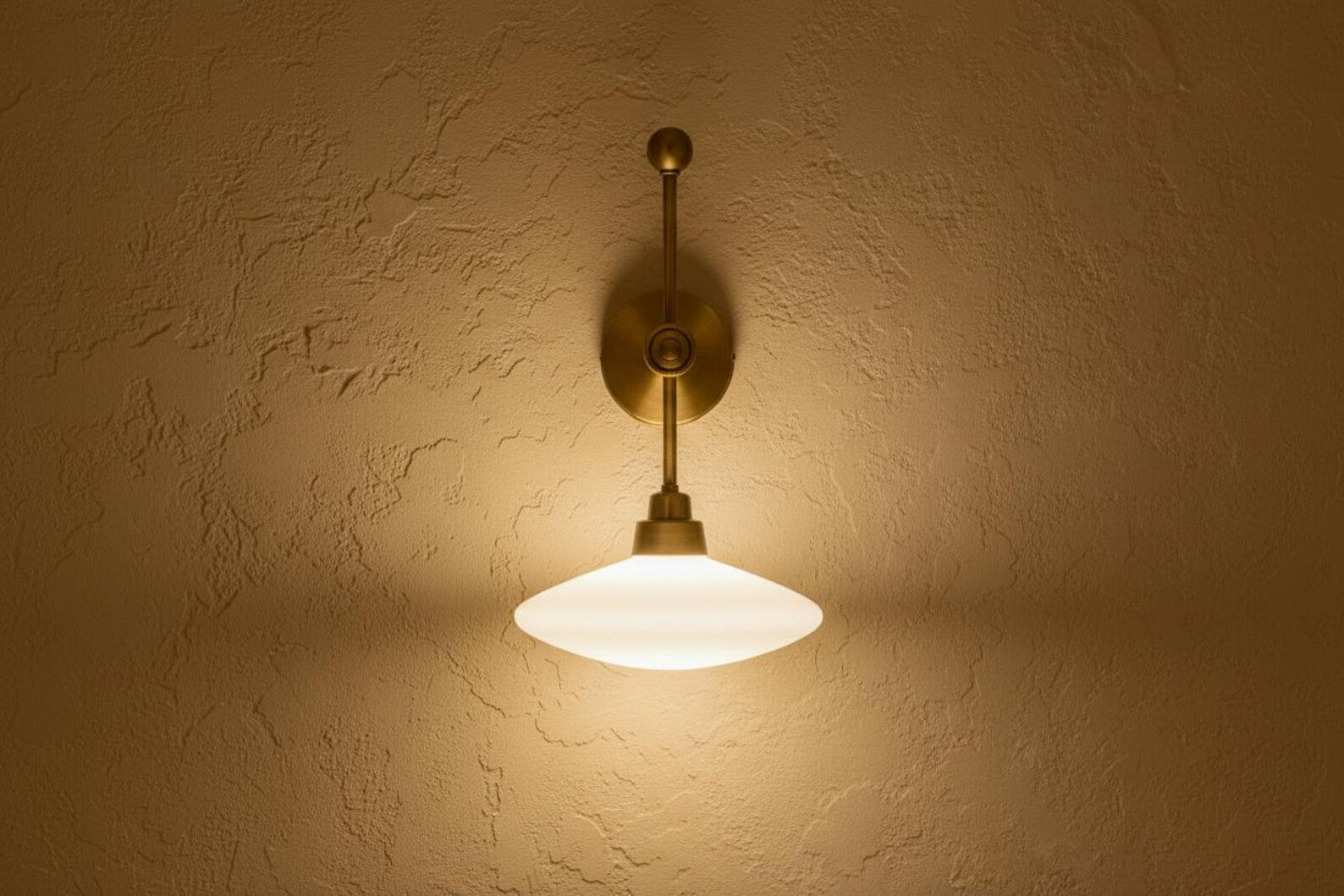 Brass Wall Sconce with Frosted Glass – LED Bedside Wall Light | Les Trois Pyramides