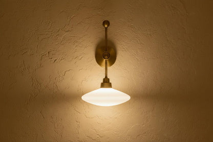 Brass Wall Sconce with Frosted Glass – LED Bedside Wall Light | Les Trois Pyramides