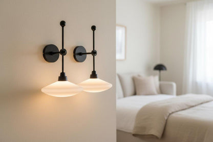 Brass Wall Sconce with Frosted Glass – LED Bedroom Wall Light | Les Trois Pyramides