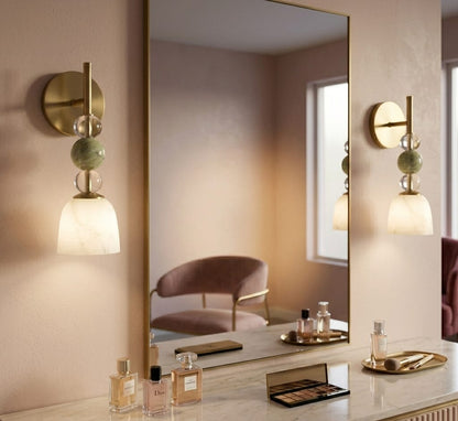 Brass Wall Sconce, Handmade Glass Wall Light, Art Deco Wall Lamp, Bathroom Vanity Light, Bedside Wall Lighting, Modern Sconce | Les Trois Pyramides