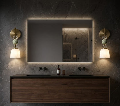 Brass Wall Sconce, Handmade Glass Wall Light, Art Deco Wall Lamp, Bathroom Vanity Light, Bedside Wall Lighting, Modern Sconce | Les Trois Pyramides
