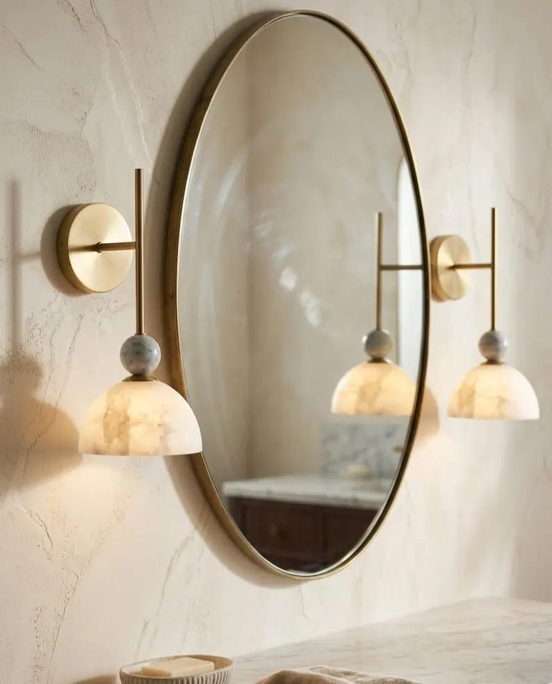 Brass Wall Sconce - Marble Wall Light - Bathroom Vanity Light - Art Deco Wall Lamp - Handmade Wall Sconce - Modern Lighting | Les Trois Pyramides