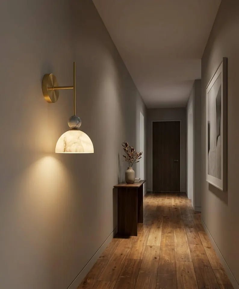 Brass Wall Sconce - Marble Wall Light - Bathroom Vanity Light - Art Deco Wall Lamp - Handmade Wall Sconce - Modern Lighting | Les Trois Pyramides