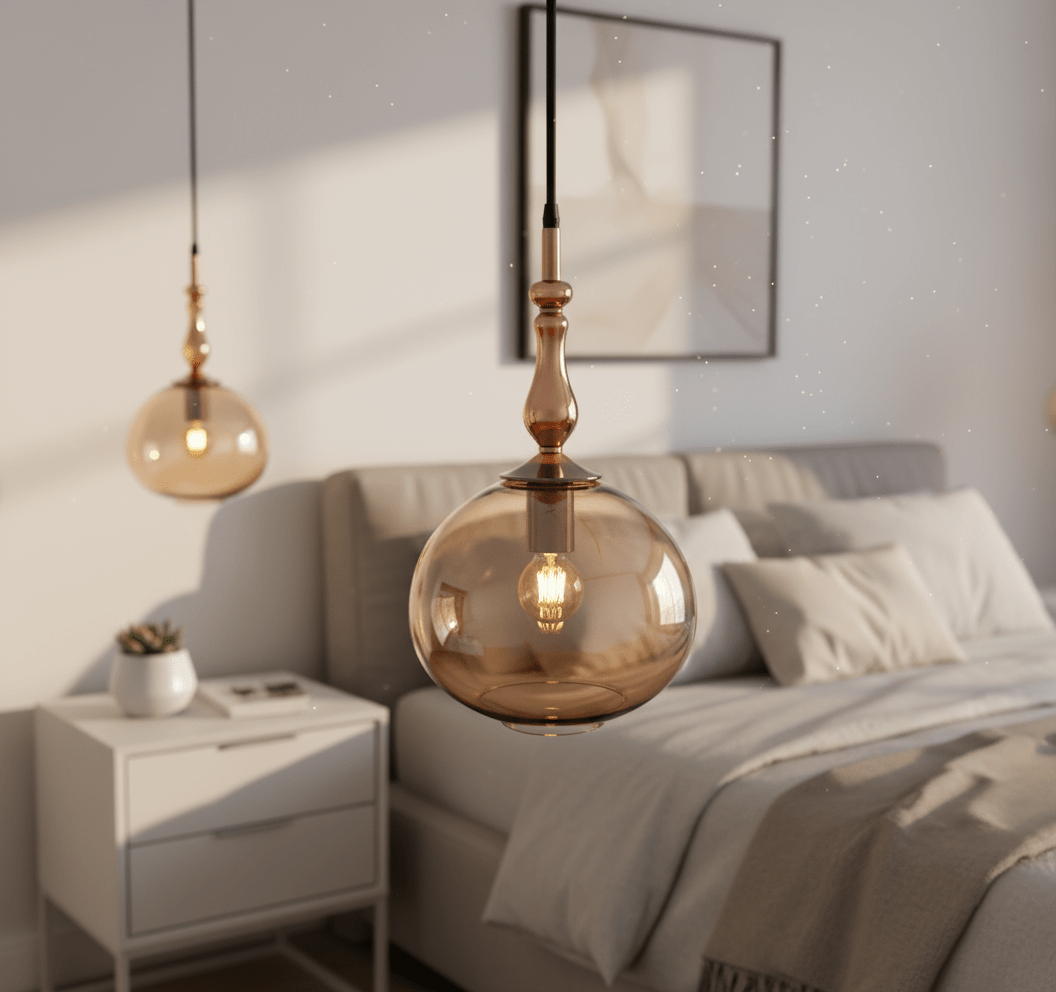 Brown Blown Glass Pendant Light | Warm Brown Globe Fixture