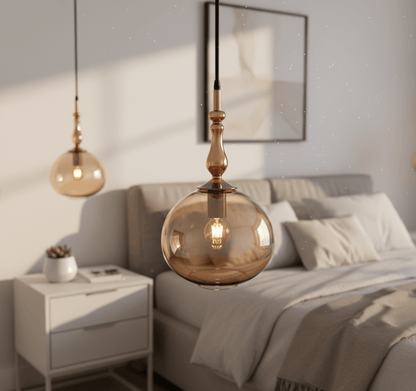 Brown Blown Glass Pendant Light | Warm Brown Globe Fixture