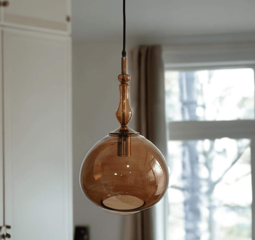 Brown Blown Glass Pendant Light | Warm Brown Globe Fixture