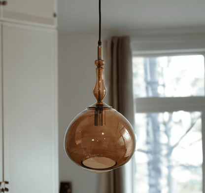 Brown Blown Glass Pendant Light | Warm Brown Globe Fixture