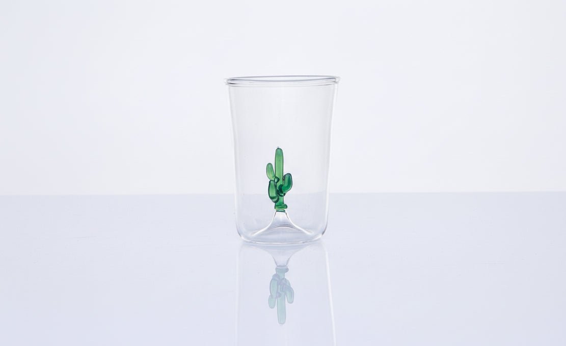 Cactus plant blown Glass cup - Handmade drink Glasses