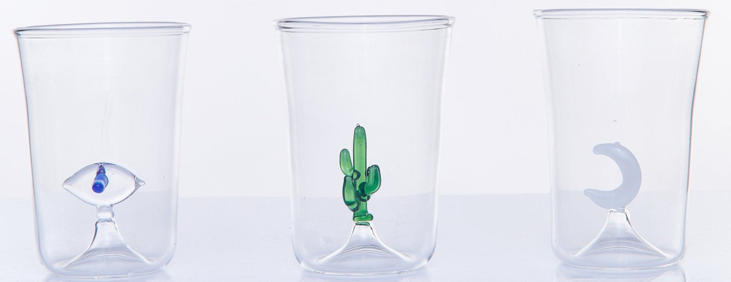 Cactus Plant Blown Glass Cup - Les Trois Pyramides