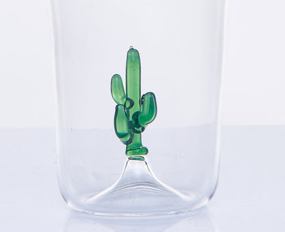 Cactus Plant Blown Glass Cup - Les Trois Pyramides