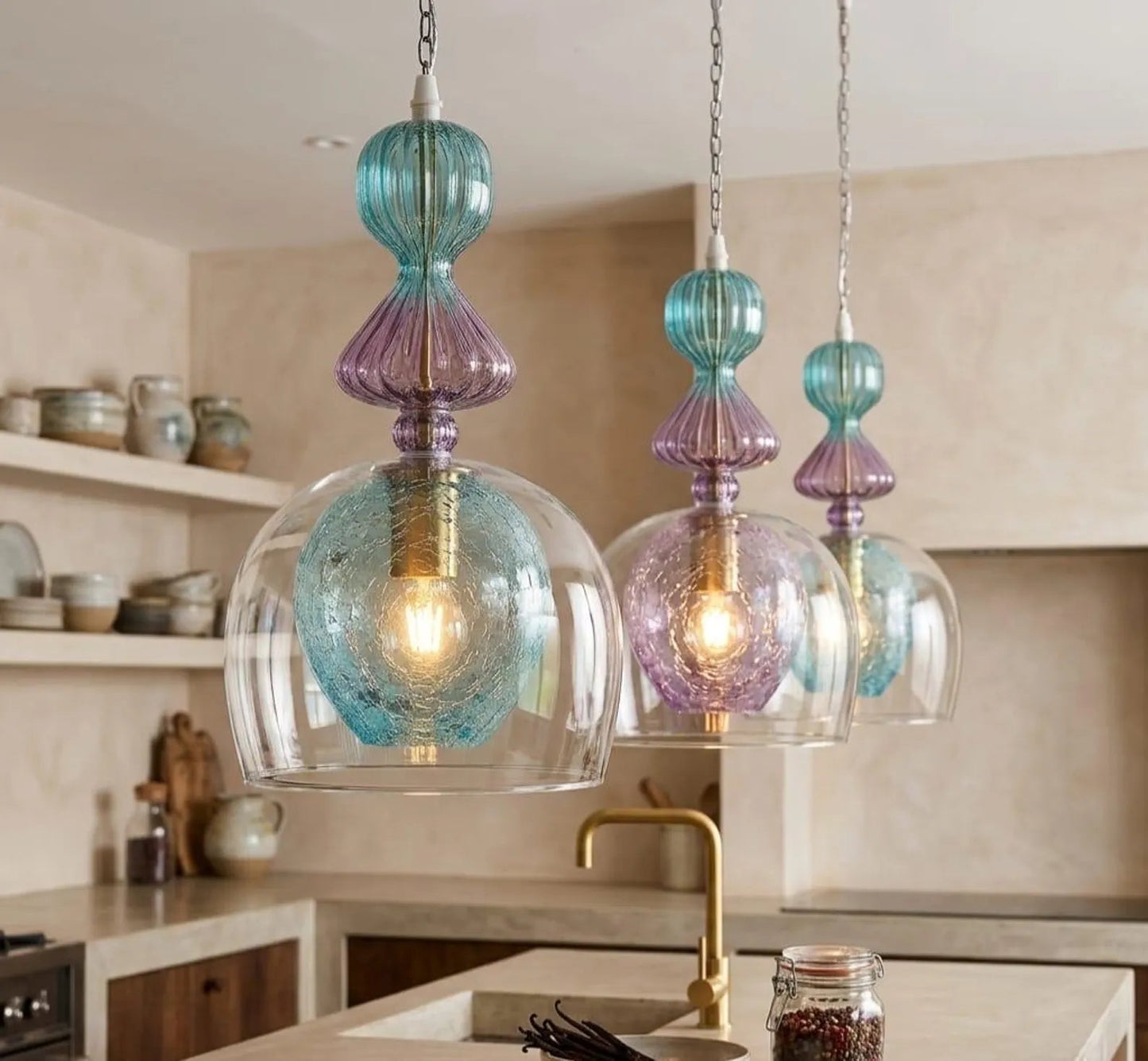 Handcrafted Light Pendant for Kitchen Decor | Les Trois Pyramides