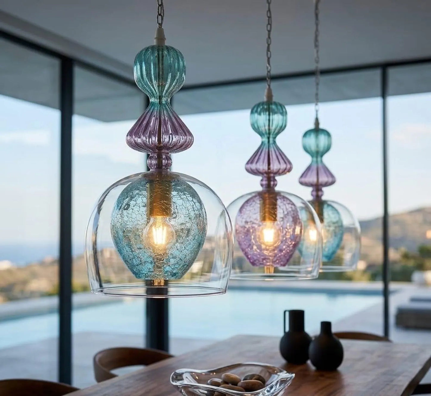 Handcrafted Light Pendant for dining table Decor | Les Trois Pyramides