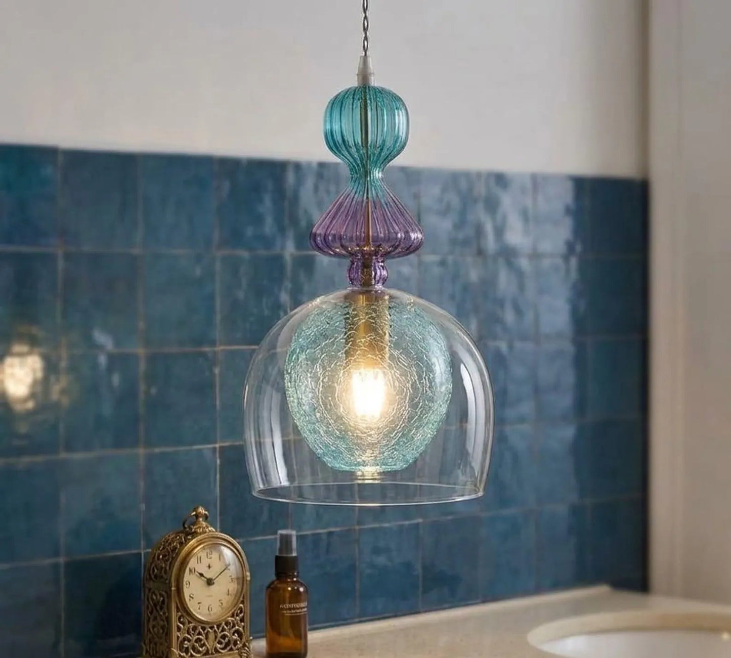 Handcrafted Light Pendant for bathroom Decor | Les Trois Pyramides.