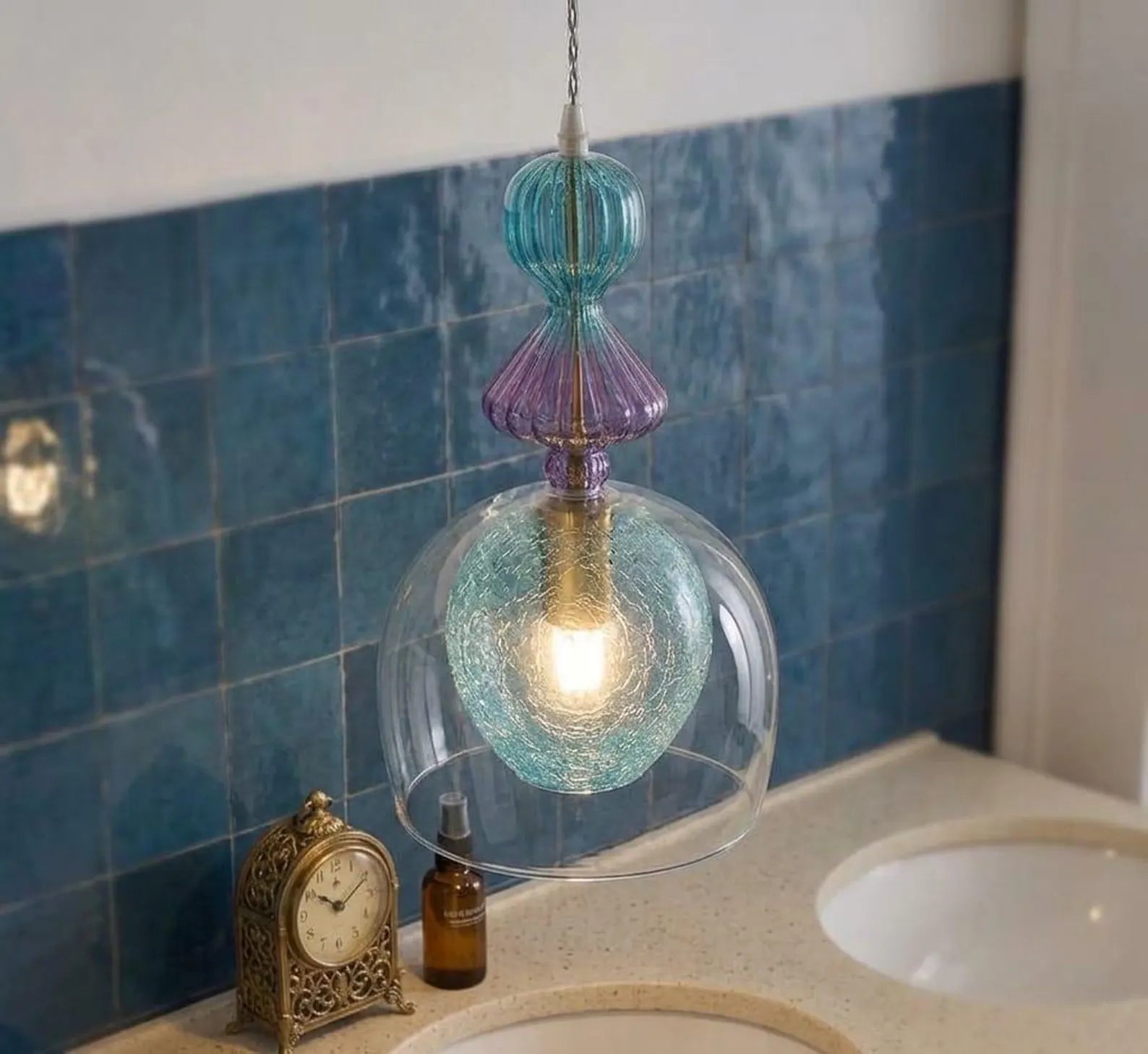 Handcrafted Light Pendant for bathroom Decor | Les Trois Pyramides