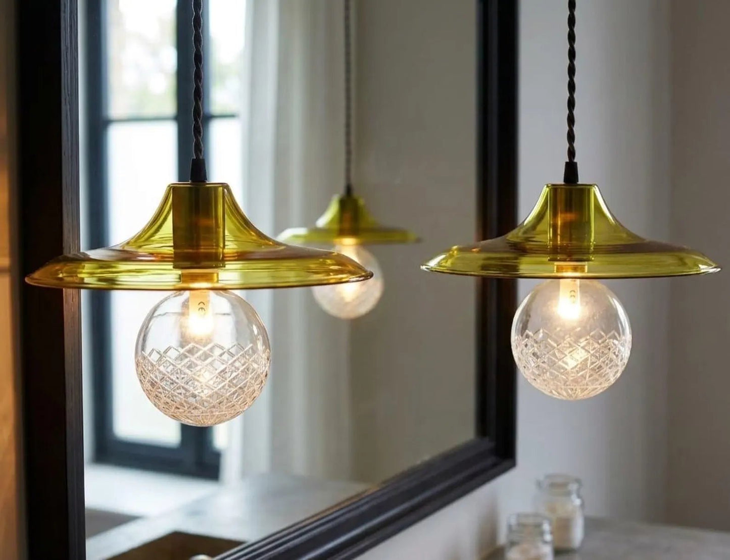 Rounded Handmade Deco Light Fixture , Hanging Lamp for Dining Room Lights , Hand Blown Glass Pendant,modern Ceiling Lights - Les Trois Pyramides 