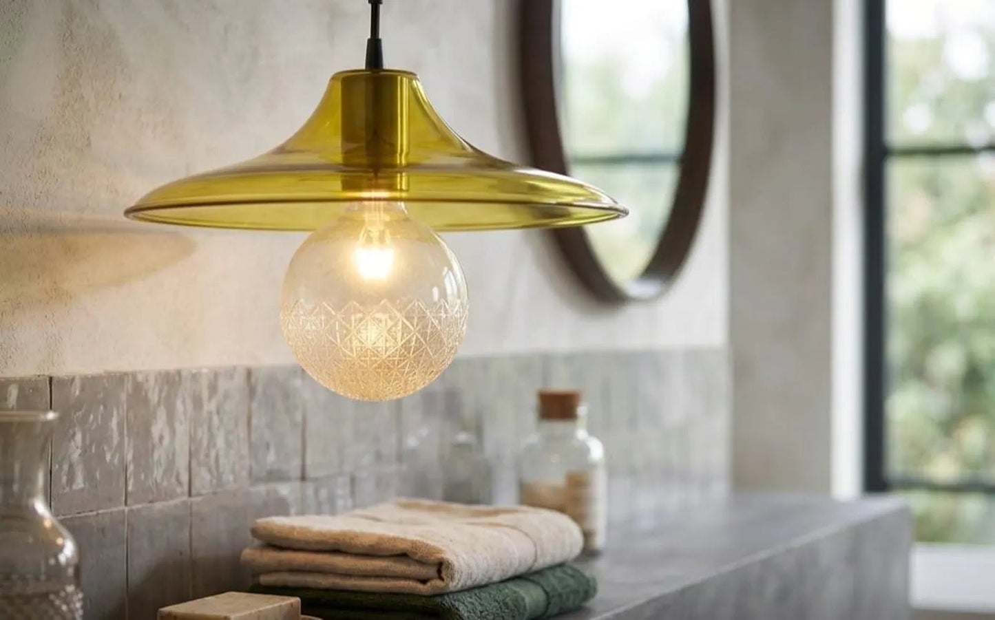 Rounded Handmade Deco Light Fixture , Hanging Lamp for Dining Room Lights , Hand Blown Glass Pendant,modern Ceiling Lights - Les Trois Pyramides 