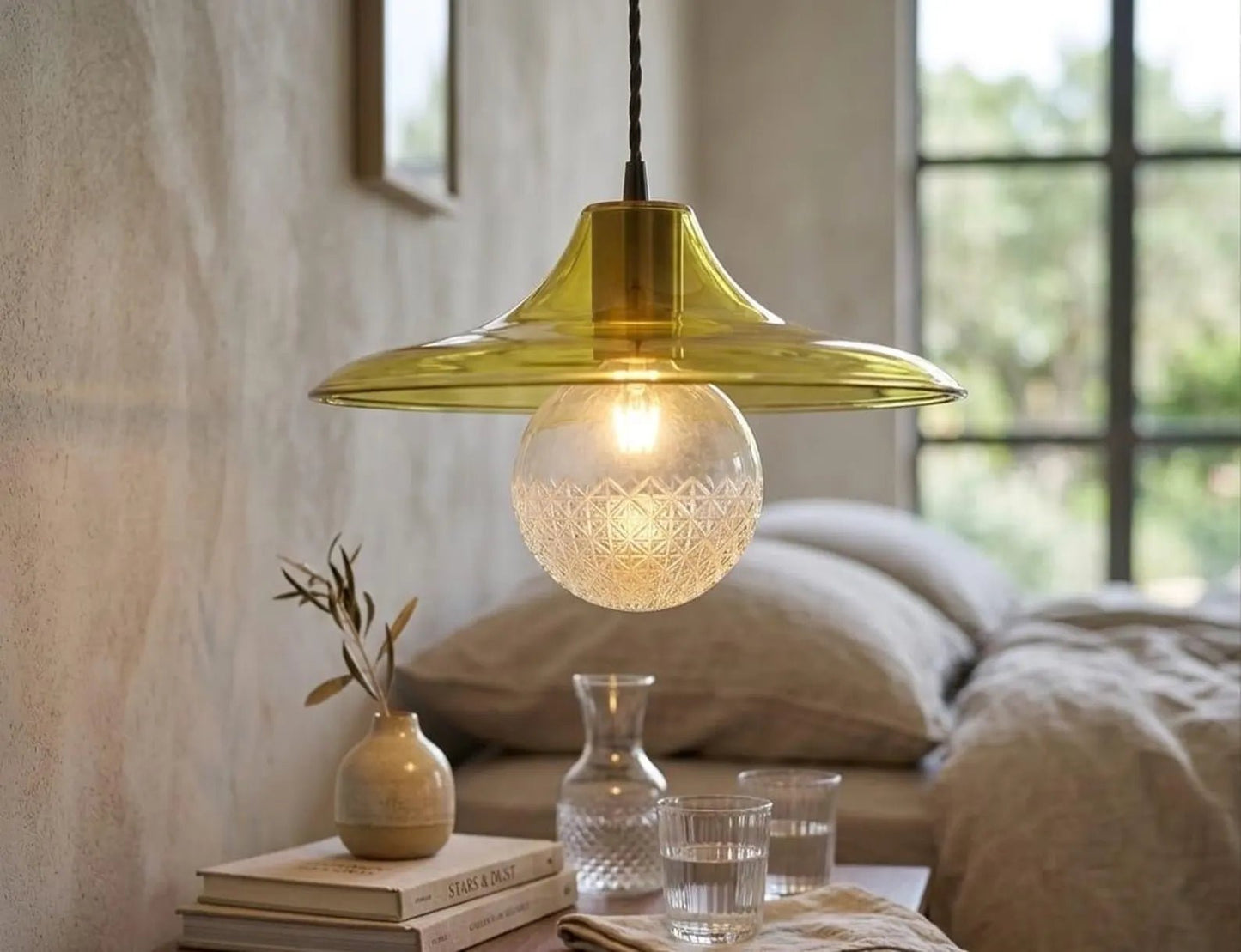 Rounded Handmade Deco Light Fixture , Hanging Lamp for Dining Room Lights , Hand Blown Glass Pendant,modern Ceiling Lights - Les Trois Pyramides 