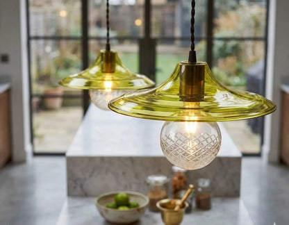 Rounded Handmade Deco Light Fixture , Hanging Lamp for Dining Room Lights , Hand Blown Glass Pendant,modern Ceiling Lights - Les Trois Pyramides 