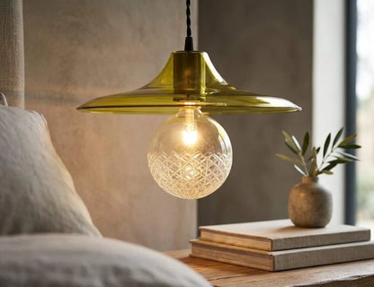 Rounded Handmade Deco Light Fixture , Hanging Lamp for Dining Room Lights , Hand Blown Glass Pendant,modern Ceiling Lights - Les Trois Pyramides 