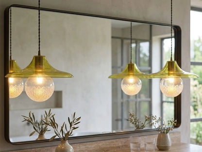 Rounded Handmade Deco Light Fixture , Hanging Lamp for Dining Room Lights , Hand Blown Glass Pendant,modern Ceiling Lights - Les Trois Pyramides 