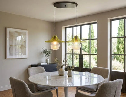 Rounded Handmade Deco Light Fixture , Hanging Lamp for Dining Room Lights , Hand Blown Glass Pendant,modern Ceiling Lights - Les Trois Pyramides 