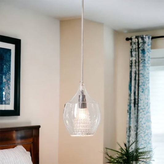 Clear Blown Glass Light Pendant - Les Trois Pyramide