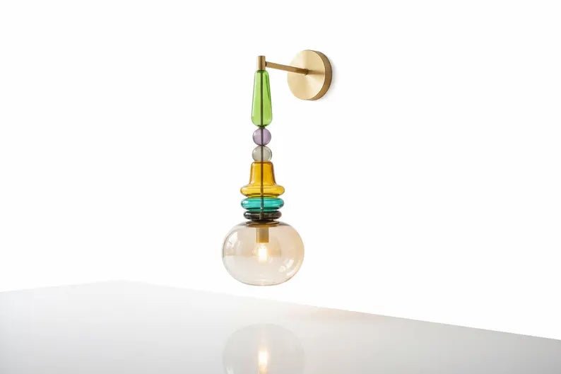 Bedside Wall Lighting Glass Sconce, Living Room Wall Light, Hallway Entryway Décor, Modern Apartment Interior Lamp, Boutique Hotel Lighting | Les Trois Pyramides