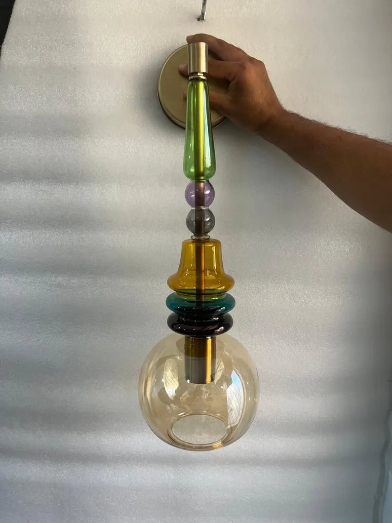 Bedside Wall Lighting Glass Sconce, Living Room Wall Light, Hallway Entryway Décor, Modern Apartment Interior Lamp, Boutique Hotel Lighting | Les Trois Pyramides