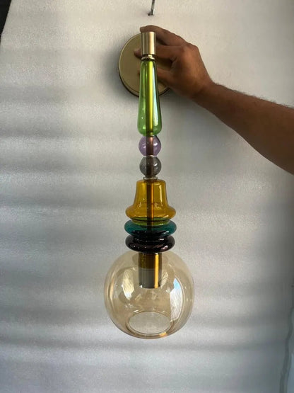 Bedside Wall Lighting Glass Sconce, Living Room Wall Light, Hallway Entryway Décor, Modern Apartment Interior Lamp, Boutique Hotel Lighting | Les Trois Pyramides