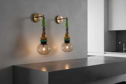 Bedside Wall Lighting Glass Sconce, Living Room Wall Light, Hallway Entryway Décor, Modern Apartment Interior Lamp, Boutique Hotel Lighting | Les Trois Pyramides