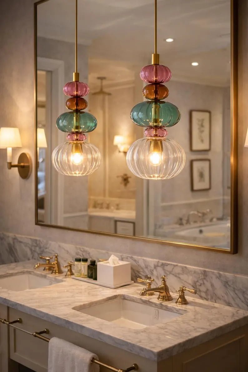 Glass Pendant Light | colorful Hanging Lamp | Kitchen Island Light | Modern Pendant Lighting | Ceiling Light | Glass Hanging Light
| Les Trois Pyramides