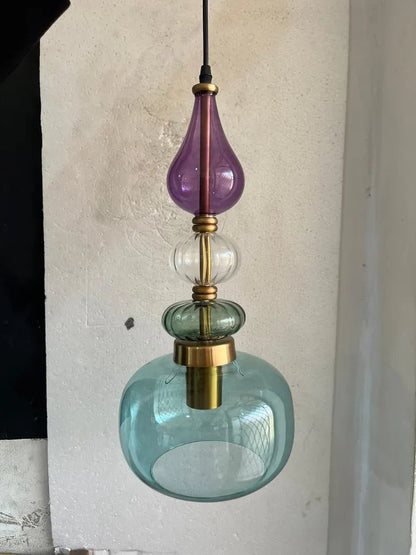 Colorful Glass Pendant Light | Mid-Century Modern Kitchen Island Lighting | Modern Colorful Hanging Lamp | Style Kitchen Island Lighting | Les Trois Pyramides