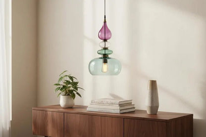 Colorful Glass Pendant Light | Mid-Century Modern Kitchen Island Lighting | Modern Colorful Hanging Lamp | Style Kitchen Island Lighting | Les Trois Pyramides