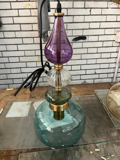Colorful Glass Pendant Light | Mid-Century Modern Kitchen Island Lighting | Modern Colorful Hanging Lamp | Style Kitchen Island Lighting | Les Trois Pyramides