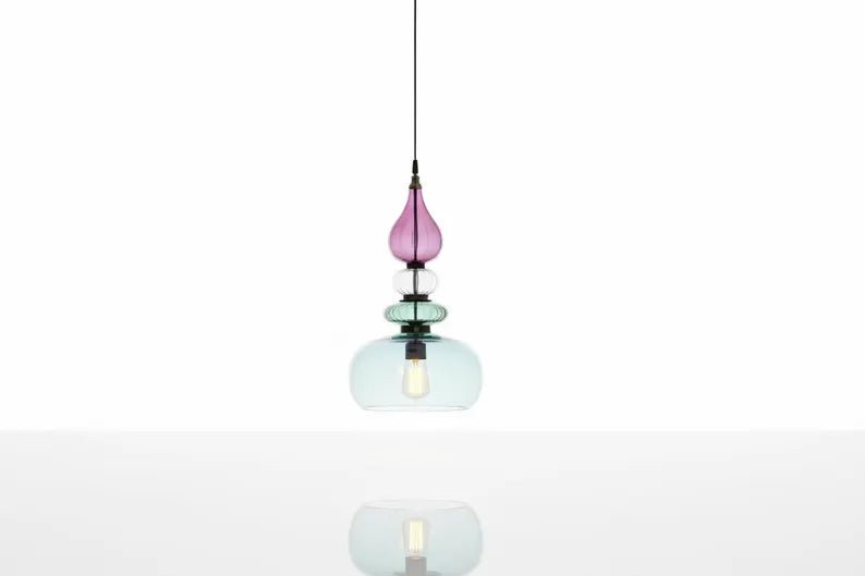 Colorful Glass Pendant Light | Mid-Century Modern Kitchen Island Lighting | Modern Colorful Hanging Lamp | Style Kitchen Island Lighting | Les Trois Pyramides