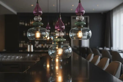 Colorful Glass Pendant Light | Mid-Century Modern Kitchen Island Lighting | Modern Colorful Hanging Lamp | Style Kitchen Island Lighting | Les Trois Pyramides