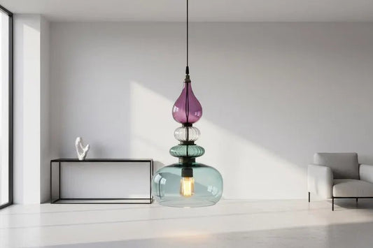 Colorful Glass Pendant Light | Mid-Century Modern Kitchen Island Lighting | Modern Colorful Hanging Lamp | Style Kitchen Island Lighting | Les Trois Pyramides