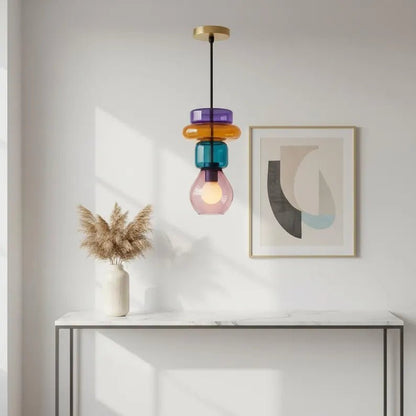 Modern Glass Pendant Light | Hanging Ceiling Lamp for Kitchen Island & Living Room | Designer Glass Light Fixture | Les Trois Pyramides 