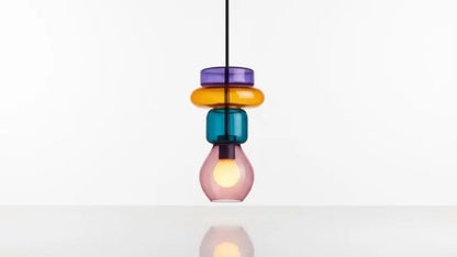 Modern Glass Pendant Light | Hanging Ceiling Lamp for Kitchen Island & Living Room | Designer Glass Light Fixture | Les Trois Pyramides 