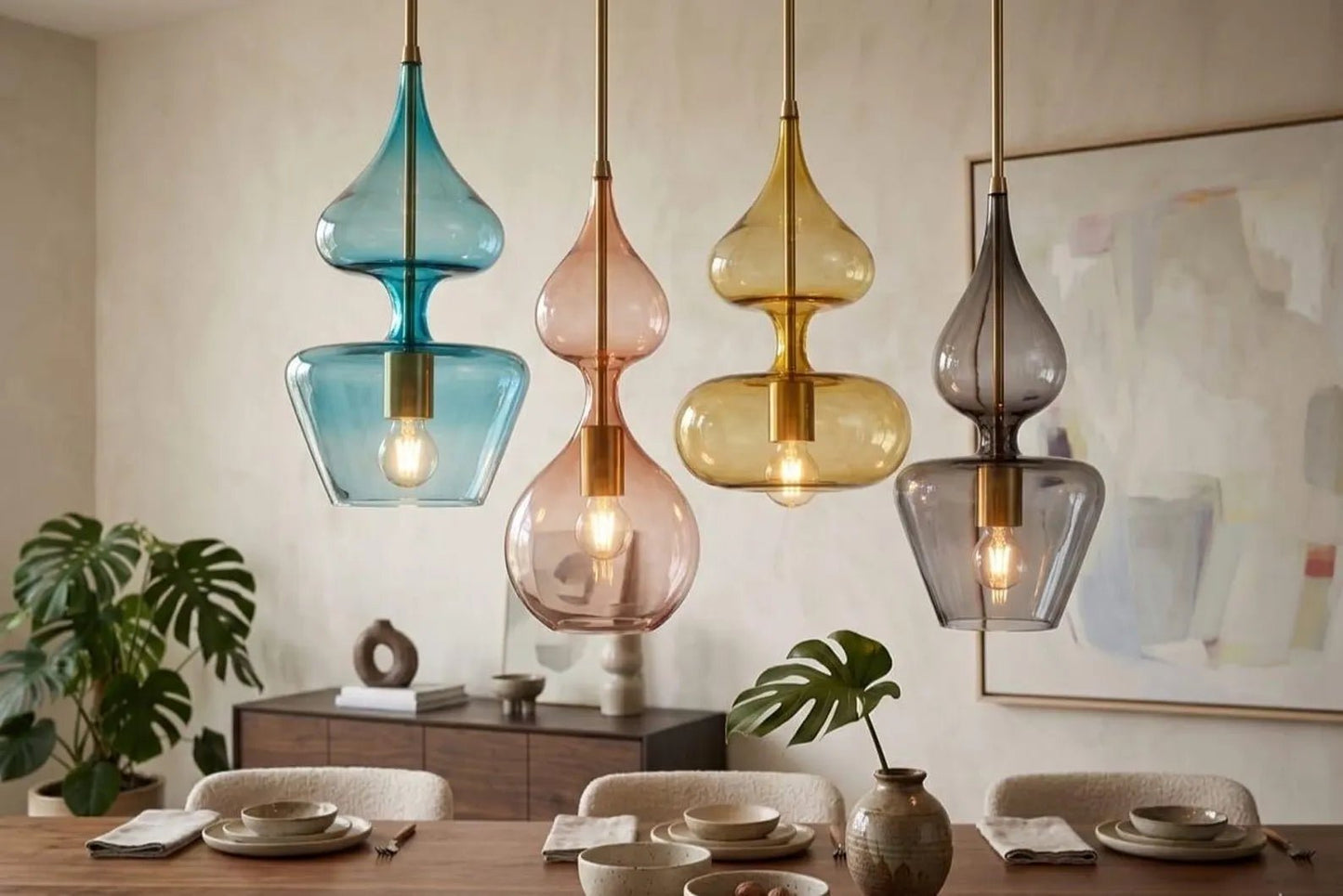 4 Modern pendants lights - kitchen island light | Les Trois Pyramides