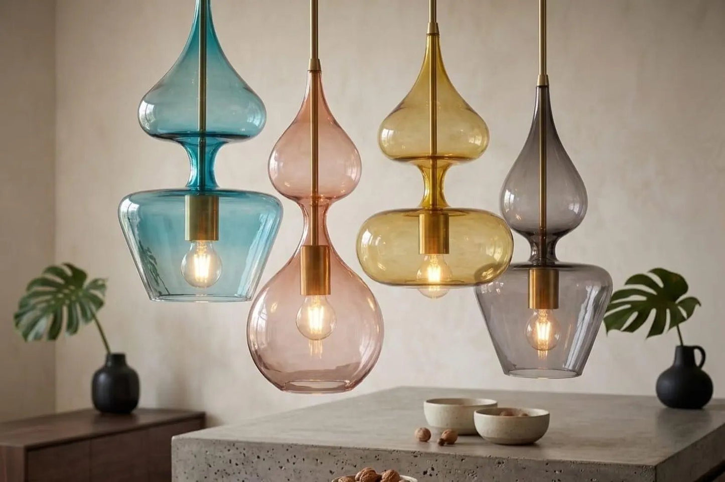 4 Modern pendants lights - kitchen island light | Les Trois Pyramides