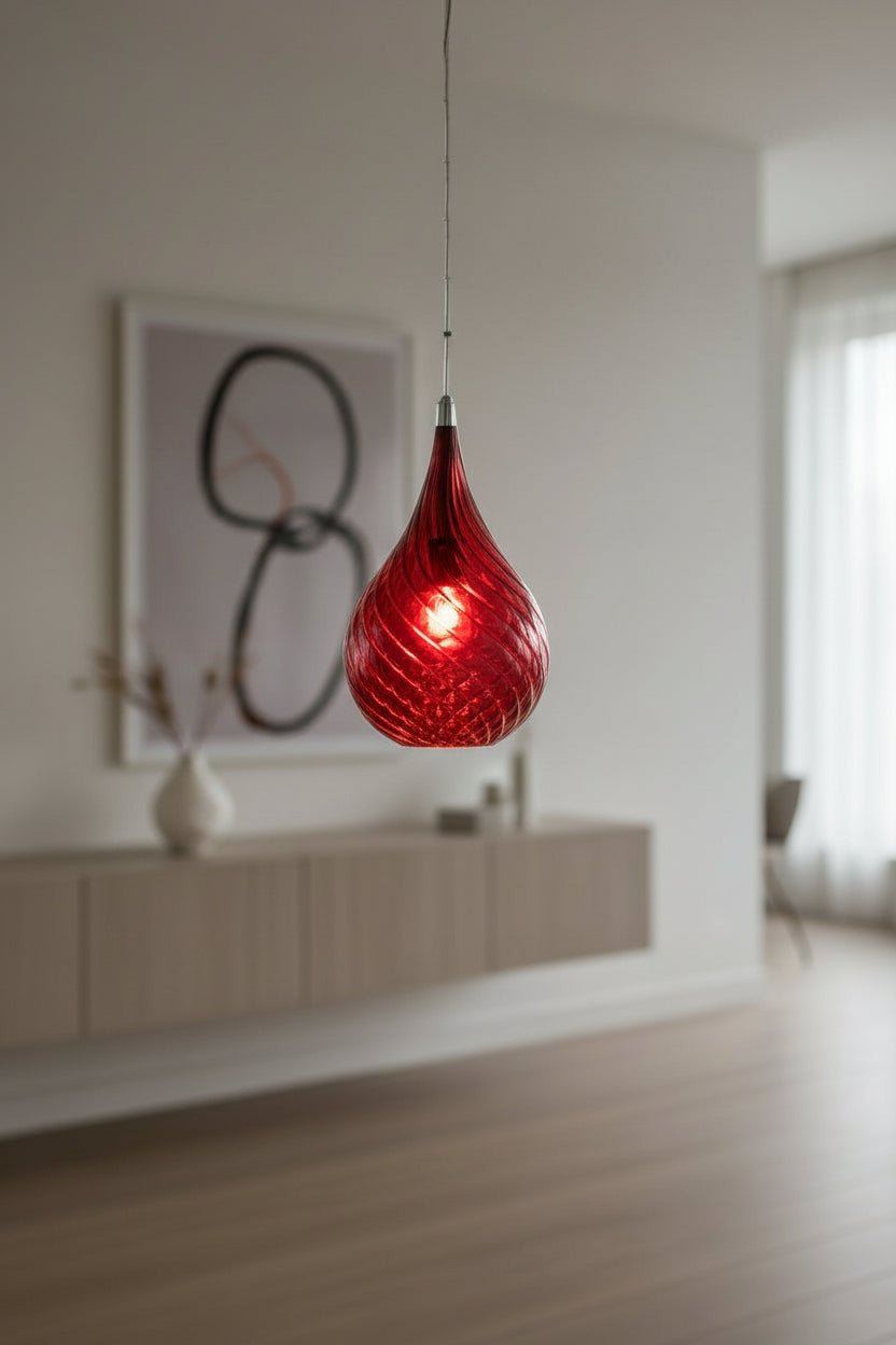 Crystal Teardrop Blown Glass Pendant Light