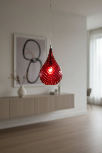 Crystal Teardrop Blown Glass Pendant Light