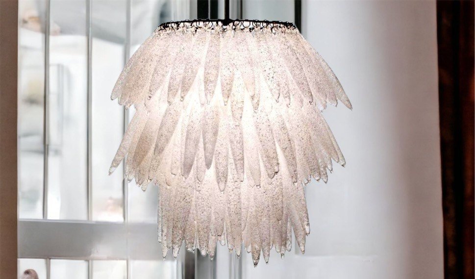 Crystalized Frosted Glass Shells Chandelier Light - Les Trois Pyramide