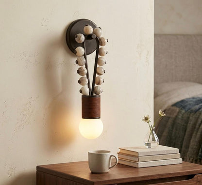 Custom Artisan Natural Alabaster Onyx stones Wall Light with Dark Bronze Finish