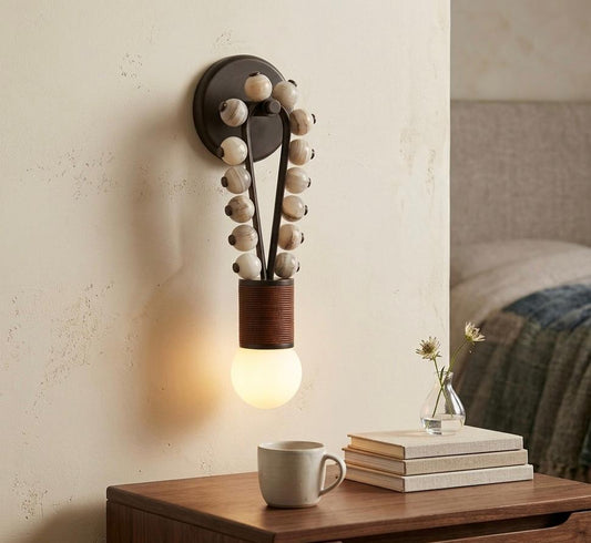 Custom Artisan Natural Alabaster Onyx stones Wall Light with Dark Bronze Finish