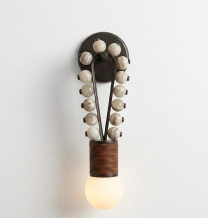 Custom Artisan Natural Alabaster Onyx stones Wall Light with Dark Bronze Finish