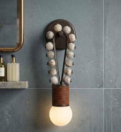 Custom Artisan Natural Alabaster Onyx stones Wall Light with Dark Bronze Finish