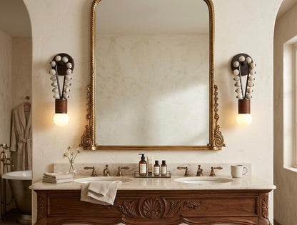 Custom Artisan Natural Alabaster Onyx stones Wall Light with Dark Bronze Finish