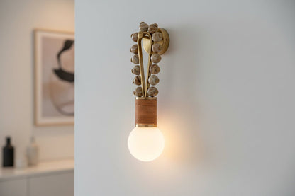 Custom Artisan Natural Onyx Wall Light in Earthy Tones with Brass Finish